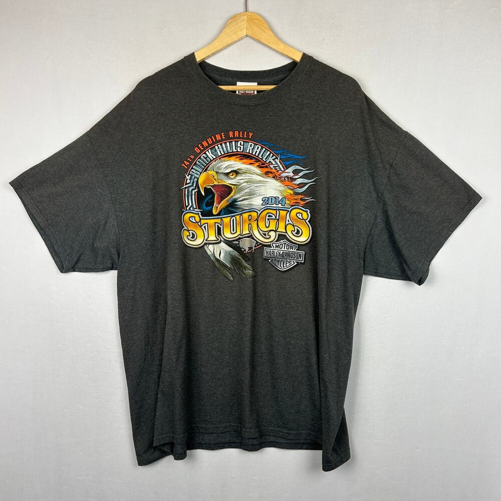 Harley Davidson Sturgis Hill City SD Eagle Buffalo T Shirt Grey Men's Size 2XL
